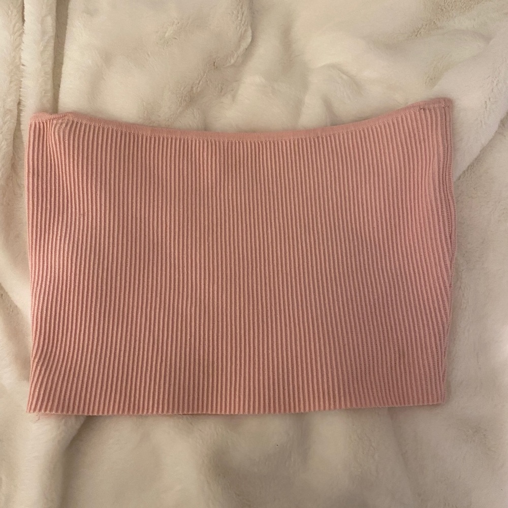 Pink ribbed tube top